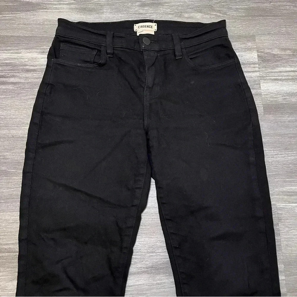 L'AGENCE Sada‎ Cropped High Rise Slim Jeans Black sz 24 Stretch Denim - Picture 5 of 10